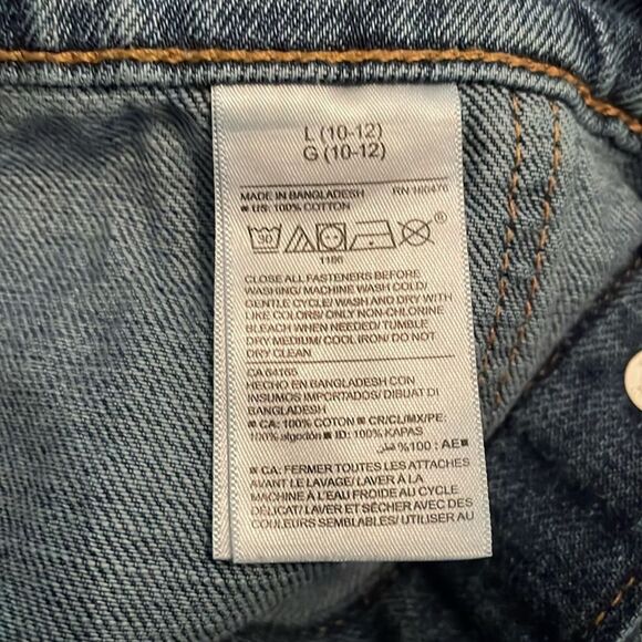 Old Navy Denim Blue Jean Short Skirt Girls Size L (10-12) Snap Front - Picture 7 of 8